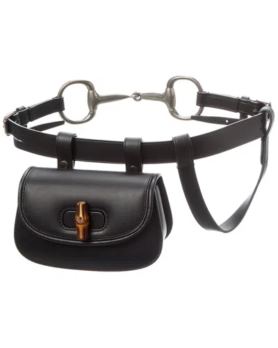 Gucci Bamboo Leather Belt Bag In Black