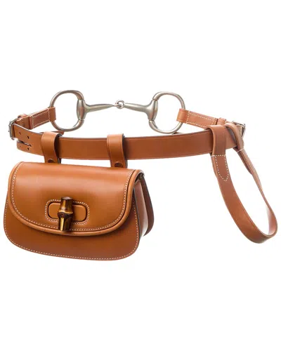 Gucci Bamboo Leather Belt Bag In Brown