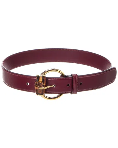 Gucci Bamboo Leather Belt In Burgundy