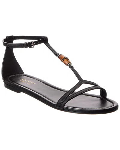 Gucci Bamboo Leather Sandal In Black