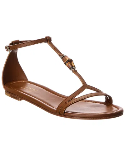 Gucci Bamboo Leather Sandal In Brown