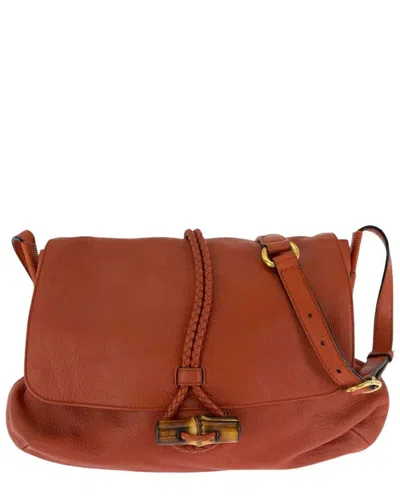 Gucci Bamboo Leather Shoulder Bag (authentic Pre-loved) In Orange/orange