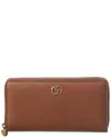 GUCCI GUCCI BAMBOO LEATHER ZIP AROUND WALLET