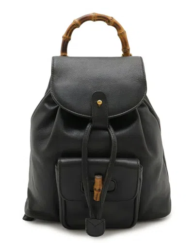 Pre-owned Gucci Bamboo Mini Backpack Black (authentic Pre-loved)