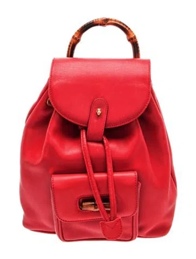 Pre-owned Gucci Bamboo Mini Backpack Small In Red