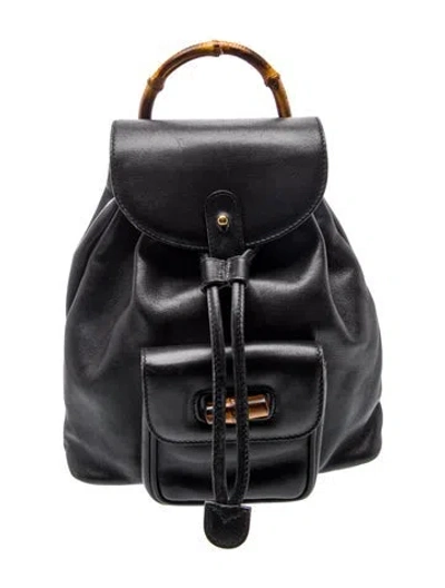 Pre-owned Gucci Bamboo Mini Bamboo Backpack In Black