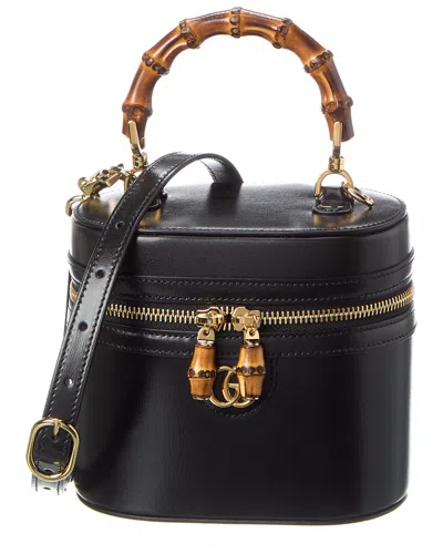 Gucci Bamboo Mini Leather Shoulder Bag In Black