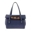 GUCCI GUCCI BAMBOO NAVY LEATHER TOTE BAG (PRE-OWNED)