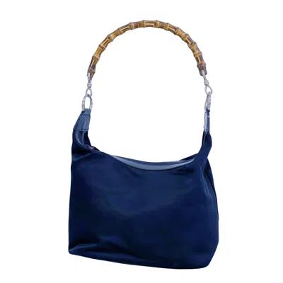 Gucci Bamboo Navy Synthetic Shopper Bag () In Blue