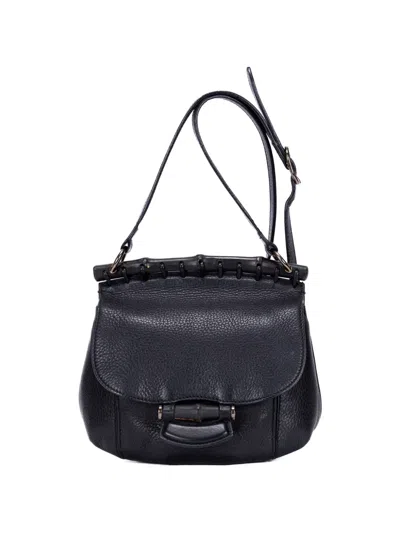 Pre-owned Gucci Bamboo Nouveau Shoulder Bag In Black