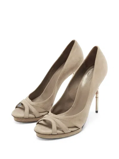 Pre-owned Gucci Bamboo Open-toe Sandals In Neutrals