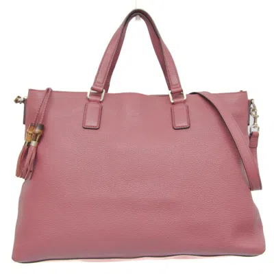 Pre-owned Gucci Bamboo Pink Leather Tote Bag ()