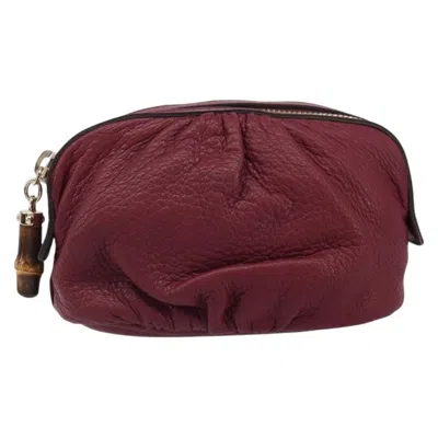 Pre-owned Gucci Bamboo Pouch Leather Purple Leather Clutche & Pouche Bag ()