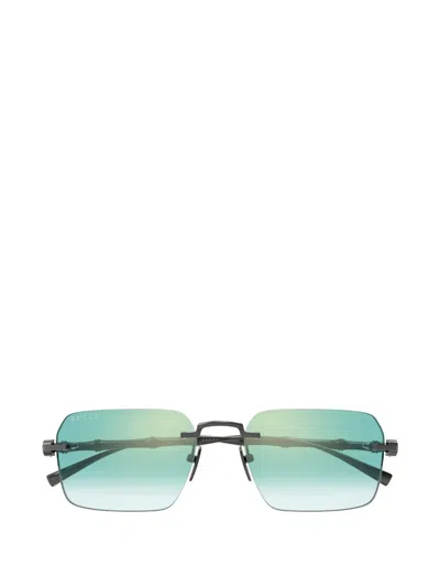 Gucci Rimless Rectangle-frame Sunglasses In Metallic