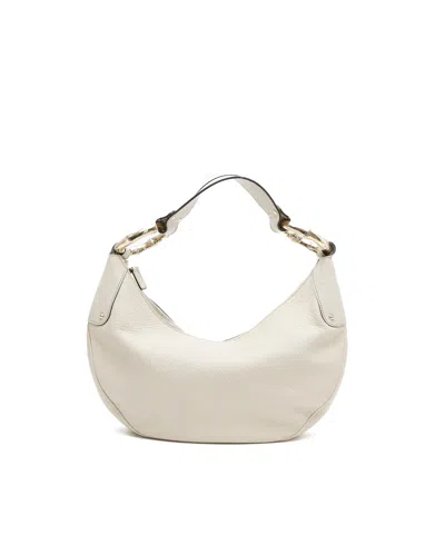 Gucci Bamboo Ring Half Moon Hobo Bag In White