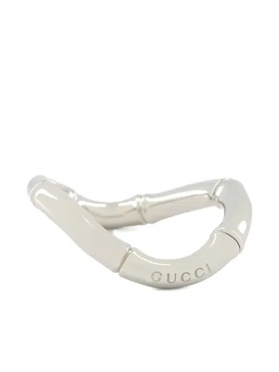 Gucci Bamboo-shaped Cuff Bracelet In Silver