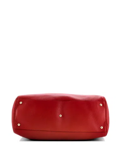 Pre-owned Gucci Bamboo Shopper Leather Large Tote Bag In Red