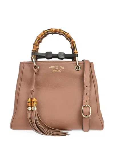 Pre-owned Gucci Bamboo Shopper Tote Bag In Pink