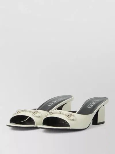 Gucci Bamboo Signora Mule Sandals Horsebit Detail In White