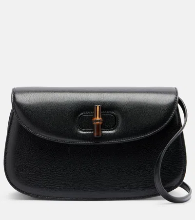 Gucci Bamboo Small Leather Crossbody Bag In Black