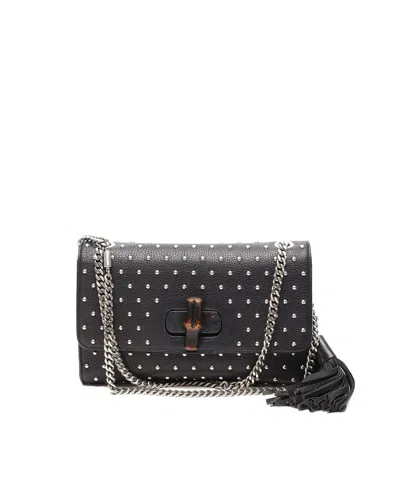 Gucci Bamboo Studded Chain Bag In Purple