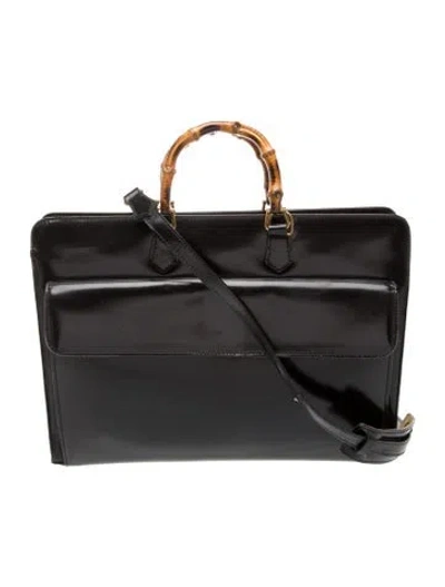 Pre-owned Gucci Bamboo Suitcase In Black