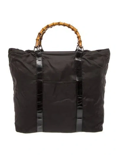 Pre-owned Gucci Bamboo Suitcase In Black