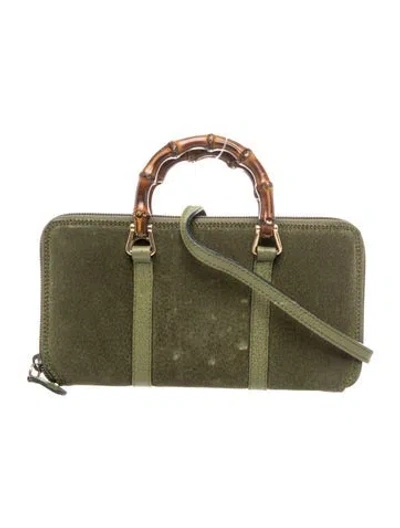 Pre-owned Gucci Bamboo Suitcase Vintage In Green