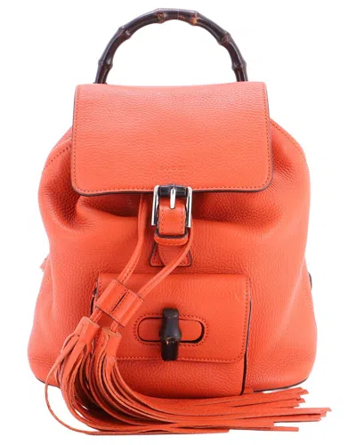 Gucci Bamboo Tassel Backpack Mini (authentic Pre-loved) In Orange