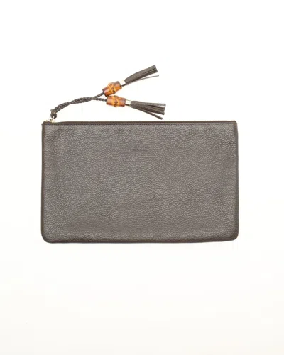 Gucci Bamboo Tassel Clutch Bag In Gray
