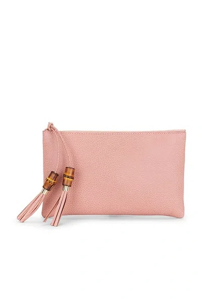 Pre-owned Gucci Bamboo Tassel Clutch In Pink