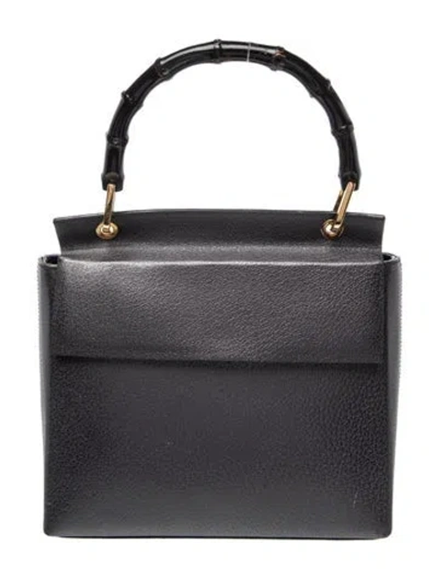 Pre-owned Gucci Bamboo Top Handle Bag In Gray