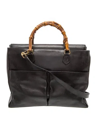 Pre-owned Gucci Bamboo Top Handle Bag Vintage In Black