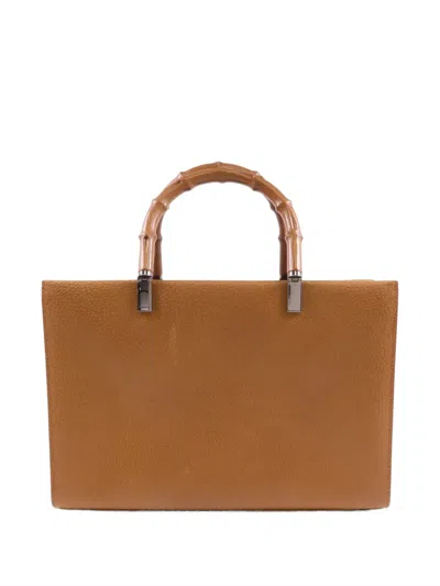Pre-owned Gucci Bamboo Top-handle Tote Bag In Brown