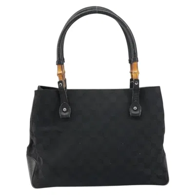 Pre-owned Gucci Bamboo Tote Bag Canvas Black Canvas Tote Bag Bag ()