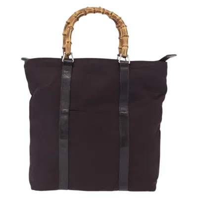 Pre-owned Gucci Bamboo Tote Bag Canvas Purple Canvas Tote Bag Bag ()