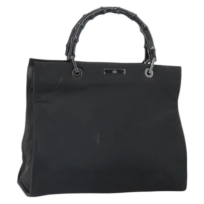 Pre-owned Gucci Bamboo Tote Bag Nylon Black Nylon Tote Bag Bag ()