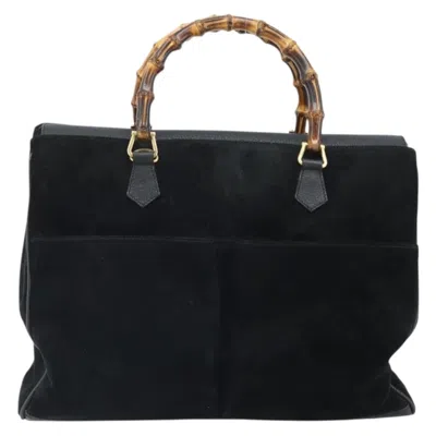 Pre-owned Gucci Bamboo Tote Bag Suede Black Suede Tote Bag Bag ()
