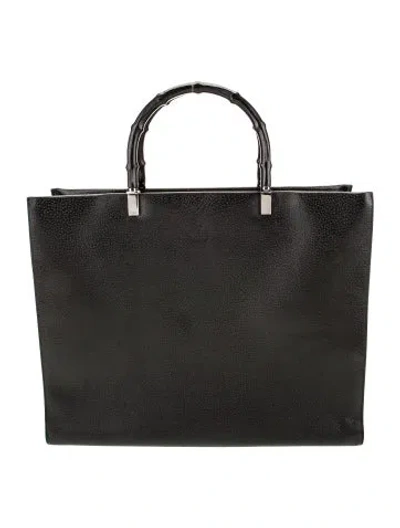 Pre-owned Gucci Bamboo Tote In Blue