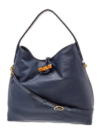 Pre-owned Gucci Bamboo Tote In Blue