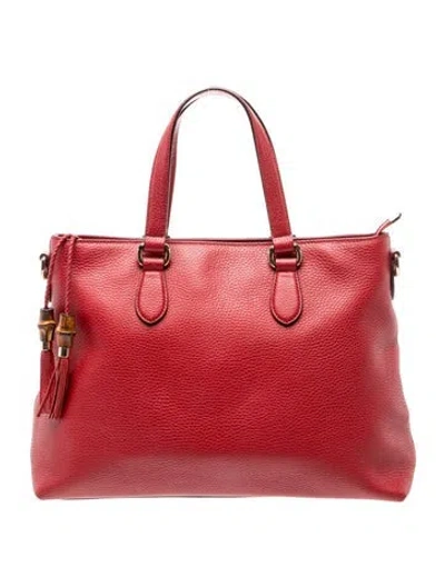 Pre-owned Gucci Bamboo Tote In Red
