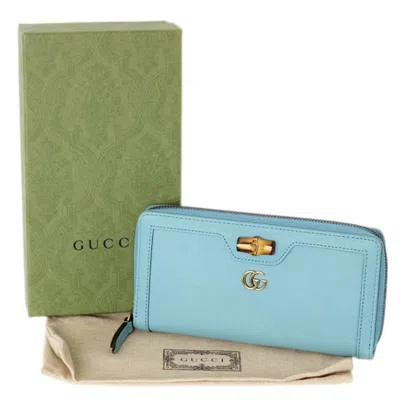 Pre-owned Gucci Bamboo Turquoise Bamboo Coin Purse/coin Case ()