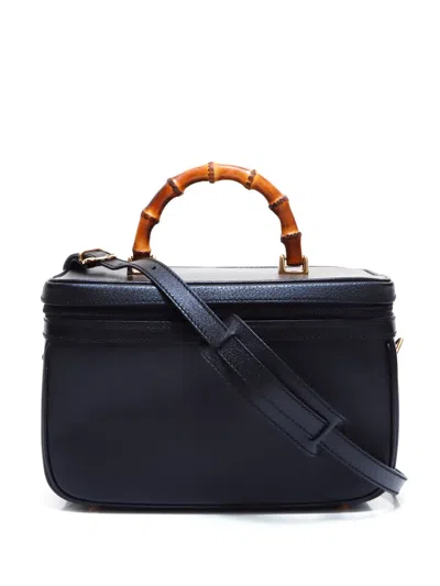 Pre-owned Gucci Bamboo Two-way Handbag In Black