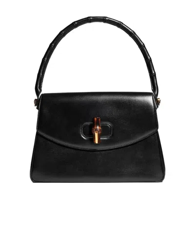 Gucci Bamboo Vendetta Medium Top Handle Bag In Black
