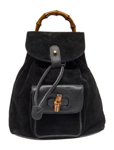 Pre-owned Gucci Bamboo Vintage Backpack In Black