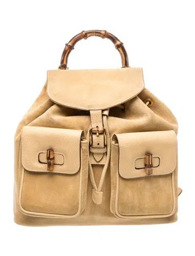 Pre-owned Gucci Bamboo Vintage Backpack In Yellow