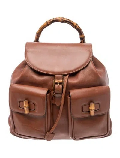 Pre-owned Gucci Bamboo Vintage Bamboo Backpack In Brown