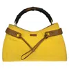 GUCCI GUCCI BAMBOO YELLOW CANVAS SHOULDER BAG (PRE-OWNED)