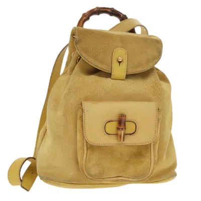 Pre-owned Gucci Bamboo Yellow Leather Backpack Bag ()