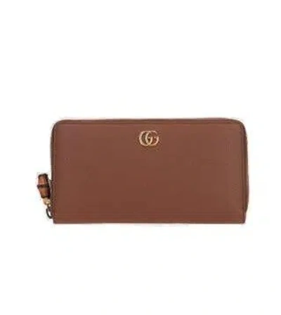 Gucci Bamboo Zip Around Wallet In Brown